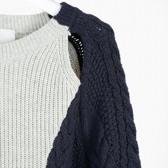 3.1 Phillip Lim AW/12 Runway Navy & Oatmeal Cable-Knit Cutout Sweater - Picture 6 of 11